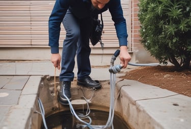 a man putting a cable inside a drain