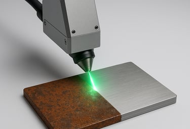 Laser cleaning system removing rust from metal with no chemicals