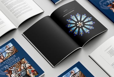 Mise en page du livre Les vitraux racontent la guerre de Vendée