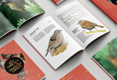 Mise en page du livre Les oiseaux de Franche-Comté