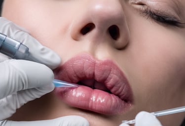 A person is seen using tweezers to pluck an eyebrow while looking into a handheld round mirror. The focus is on one eye, and the scene includes a book and a pen in the background. The image is in black and white, creating a classic and focused composition.