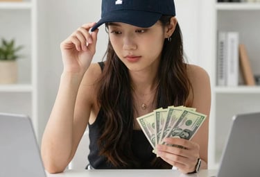 person holding fan of us dollar bill