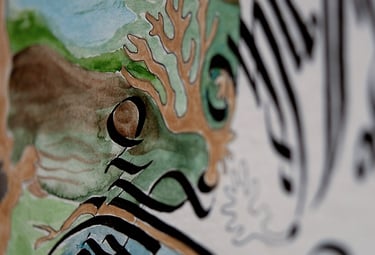 Dessin et calligraphie réalisée en art-thérapie