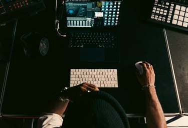 Music producer creating beats and arrangements at Vault Studio Kaiserslautern