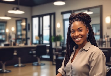 A model showcasing a protective hairstyle, highlighting texture and shine.