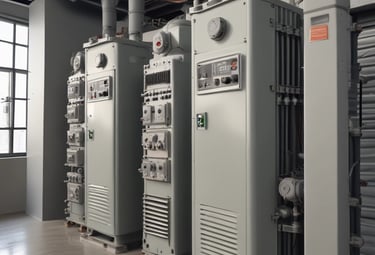 A technician performing maintenance on industrial machinery in a factory.