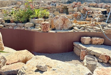 Natural pool with multiple levels, custom-colored walls & artisan stonework | Aqua Vitae build