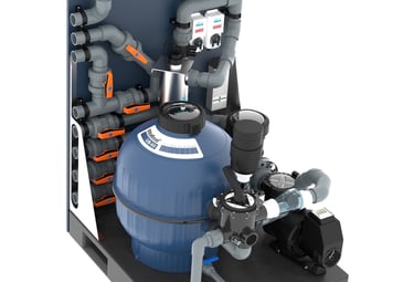 AquaForte plug-and-play filtration kit for natural pools with BioBead filter and UV sterilizer,