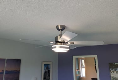 New fan installed, with freshly painted ceiling
