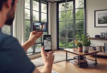 A rental business with a prominent yellow sign displaying the name 'Sun Rental Center' is featured. The building’s exterior wall is painted yellow, matching the sign and awning. There's a small piece of heavy machinery parked near the building, and a main road extends into the distance on the right side of the image with a few vehicles.