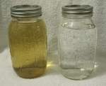 2 days elapsed after production displaying the effects of agitating the water during production