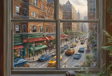 a building with multiple windows and a yellow door