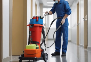 A team of cleaners preparing for an end of tenancy cleaning.