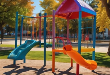 Technician applying eco-friendly sanitizer on playground equipment.