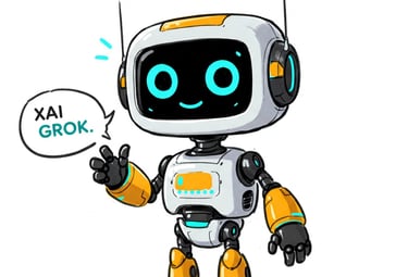 Robot humanoide diciendo GROK, según Gemini.