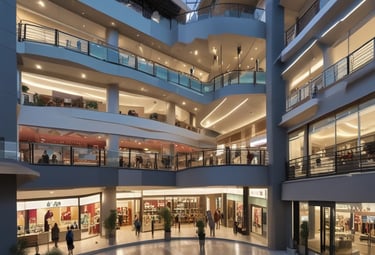 A modern building with a partially visible green wall on the upper level and large glass windows. The sign reads 'The Ridge Club' and is accompanied by the logo of the Prestige Group. The facade features contemporary architecture with clean lines and a mix of stone and glass. There are landscaped plants and trees in the front area, adding a touch of greenery.
