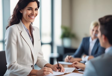 The entrance of a clothing store made of glass and metal, featuring rows of trendy jackets inside. A notable statue with a stylized design stands near the entrance, and a red and white brand sign is prominently displayed above.