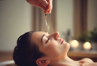 A therapist performing a massage with aromatic oils.