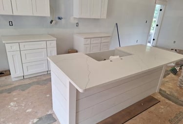 Stone countertops installed in custom kitchen remodel