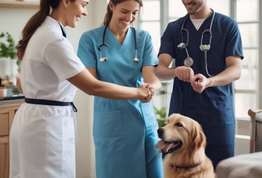 A woman adopts a dog from AAK after positive health examine