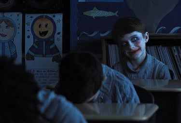 a person with a creepy face and a creepy face