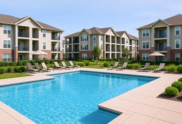 Clean, well-maintained pool at apartment complex, ideal for property managers and realtors needing professional pool service