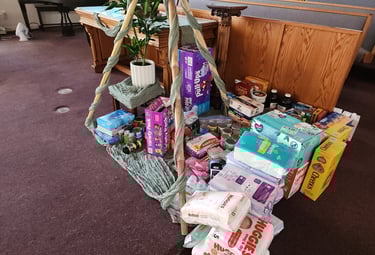 a collection of health and hygiene supplies.