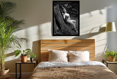 Framed image over the bed