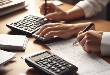 Close-up of hands writing on a planning board with charts and notes.