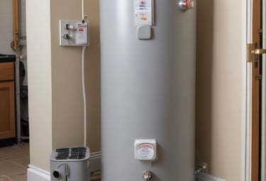 Close-up view of water heater plumbing components representing plumbing services in Snow Camp, NC