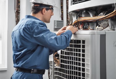white home appliance hanging by building