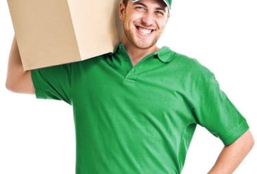 Laundry man pick up some laundry