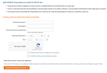 registrarse en chaturbate