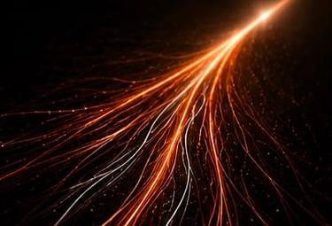 Flowing copper light trails converging into a single direction, symbolizing brand positioning.
