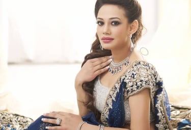 a woman in a blue dress and jewelry | Fashion & Lifestyle Exhibition | THE KABIR COMPANY