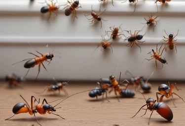 A small green insect with long antennae is perched on a piece of rough, textured wood. The background appears to be a blurred natural setting, likely outdoors, with some greenery visible.