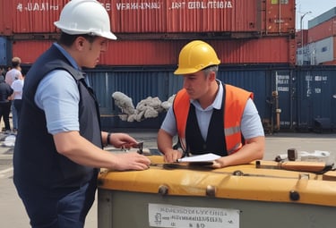 Friendly customer service representative assisting a client at the customs office.