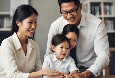 A confident financial advisor explaining retirement options to a client in a bright office.