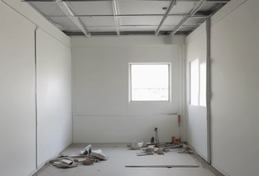 Instructor demonstrating drywall installation techniques to attentive trainees.