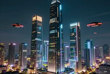 Modern dark mode interface with deep blue and gold accents glowing subtly.