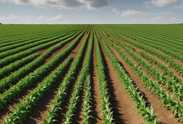 Drone flying low over a lush cornfield capturing real-time crop health data.
