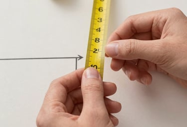Close-up of hands holding a measuring tape over a shirt fabric.