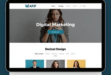 A clean, modern website layout displayed on a laptop screen.