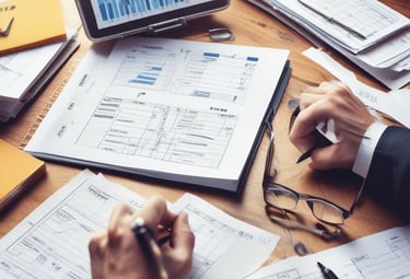 A confident entrepreneur discussing financial strategy with a consultant in a modern office.