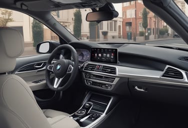 Technician performing a diagnostic check on a BMW vehicle.