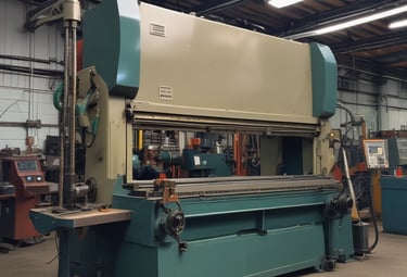 A skilled technician bending a metal sheet on an ubkant machine.