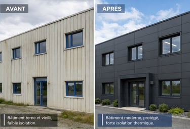 Avant apres bardage facade renovation.