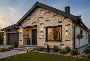 Maison en briques avec façade moderne – finition esthétique