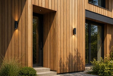 Entrée moderne avec bardage bois vertical