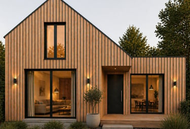 Bardage bois facade moderne maison.